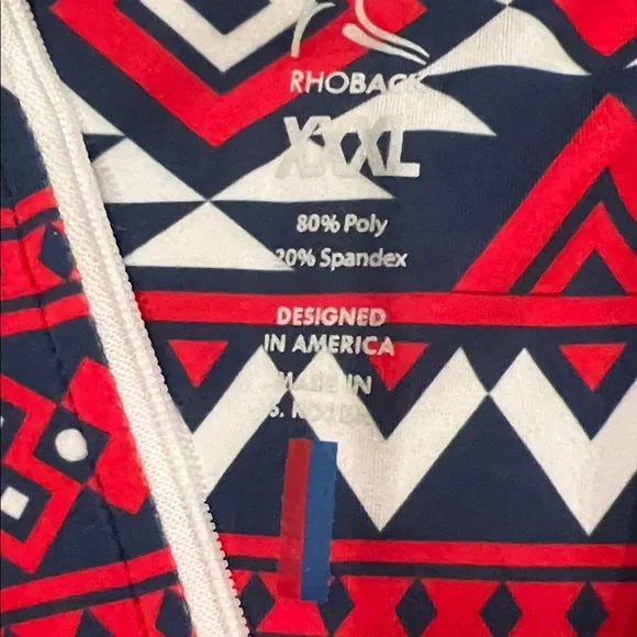 Rhoback Red and Blue Geometric Polo - Picture 2 of 3